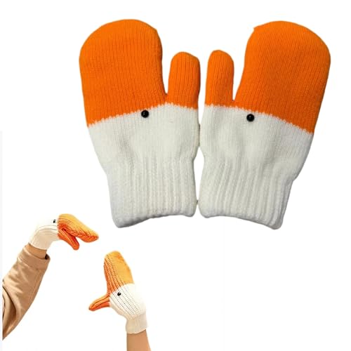 Silly Goose Gloves for Women and Teens - Winter Goose Mittens with Warm Plush Lining Funny Duck Style Animal Hand Warmers Cute Novelty Goose Gloves Adult Size for Christmas Gift