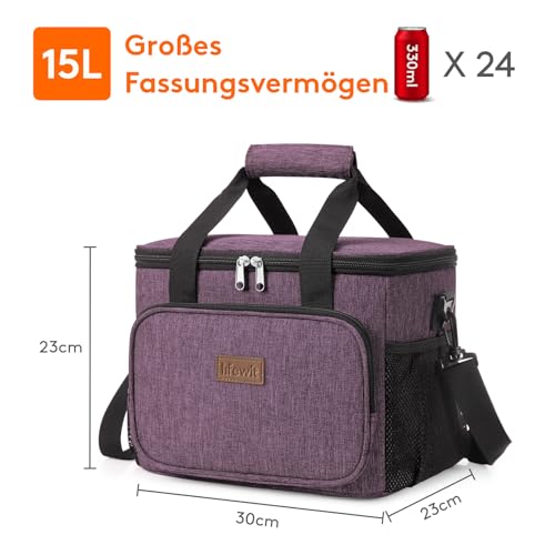 Lifewit Kühltasche klein, Isolierte Cooler Bag, Lunchtasche 15L 24 Dosen – Ansicht 3