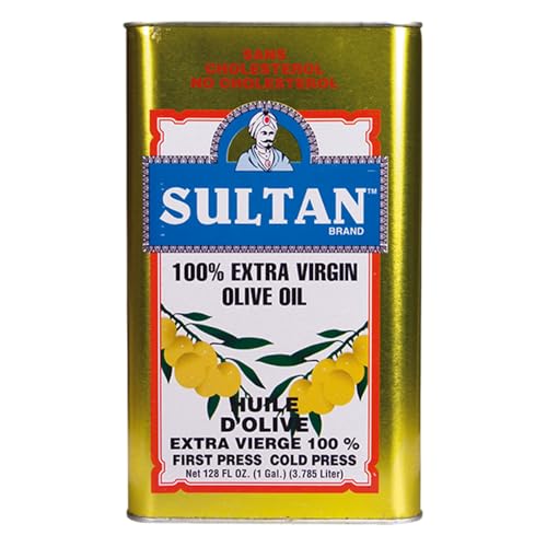 Sultan Premium Extra Virgin Olive Oil – First Cold-Pressed Rich Fruity Flavor – Cholesterol-Free Culinary & Skincare EVOO – Ideal for Salads, Sautéeing, Dips – Imported from Turkey – 128 FL. OZ