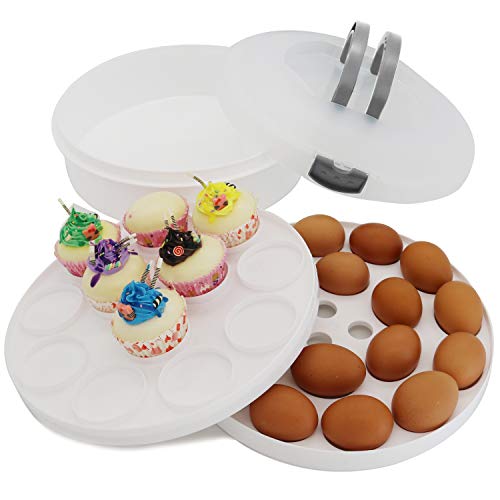 3-In-1 Portable Cake Holder Carrier With Lid And Tray 10 Inch Food Container For Pies, Muffins, Cookie, Candies, Cupcakes, Dessert #TOP3