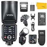 Godox V100C TTL Flash Cobra pour Canon, 100W HSS 1/8000s 2.4G sans Fil Flash à Tête Ronde, Écran Tactile Couleur, 400 Flashs à Pleine Puissance, Temps de Recycle de 1.7s, Speedlite Externe pour Canon