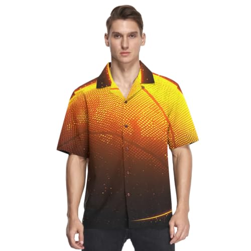 Chemise Hawaïenne Basket-Ball Doré pour Homme à Manches Courtes