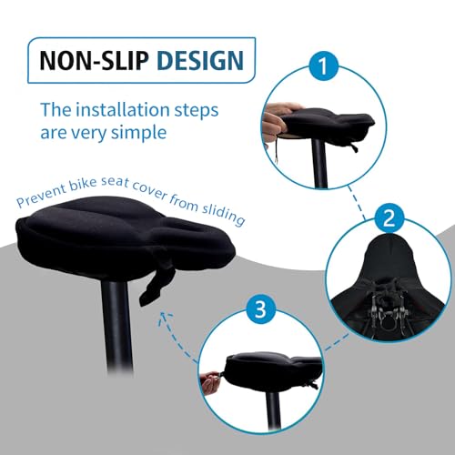 HUIOK Cubierta de Asiento de Bicicleta Gel Ancha Almohadilla para Bicicleta de Ejercicio para Mujer y Hombre, Cómoda, para Bicicleta Estacionaria, Spin y Cruiser, Indoor Outdoor, Resistente al Agua y al Polvo miniatura 5