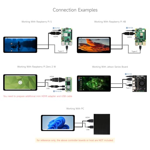 Image of waveshare 6.25inch Capacitive Touch Display, Compatible with Windows 11 /10 /8.1 /8 /7, Supports Raspberry Pi 5 /4B /A+ /B+ /2B /3B /3B+ /Zero W /Zero WH, HDMI Interface, IPS Panel, 5-Point Touch