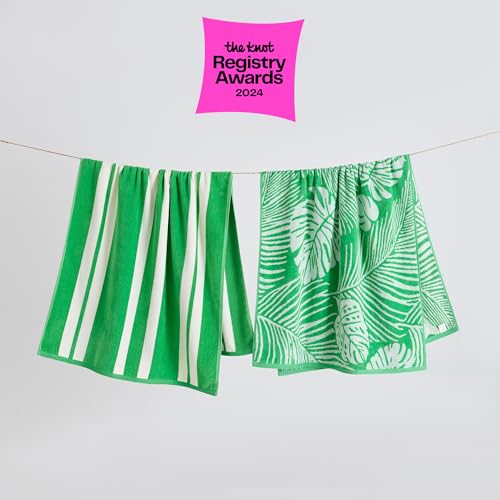 2 PackÃ‚ PlushÃ‚ Maui Green Palm & Stripes PrintÃ‚ Beach Towels. 100% CottonÃ‚ Nautical Ã‚ Beach Towels, Large Pool Towels.Ã‚ Maui CollectionÃ‚ (30ââ‚¬Âx60ââ‚¬Â)