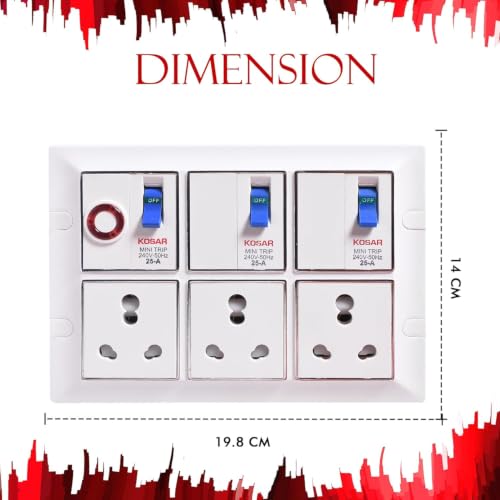 Image of ELEGANT CASA 16 Amp Heavy Duty Extension Board Box with MCB Protection (Without Cable Cord) | 2500W Multi-Plug Socket Power Strip with Free PCT Connector for DIY Custom Wiring (White)