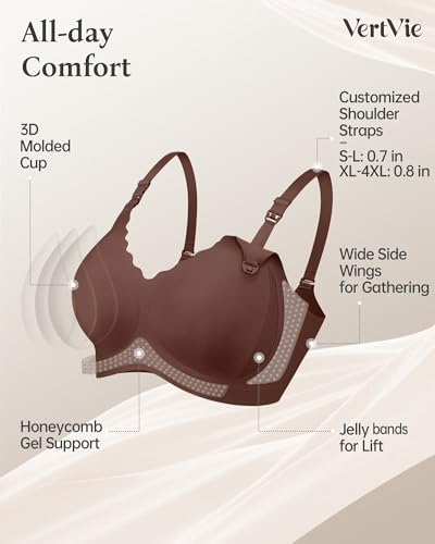 Image of Vertvie Seamless Nursing Bras for Breastfeeding Jelly Support | No Underwire, Maternity Sleep Bralettes, Pregnancy Wireless Bra for Women, Full Coverage, V-Neck, Comfortable, Breathable