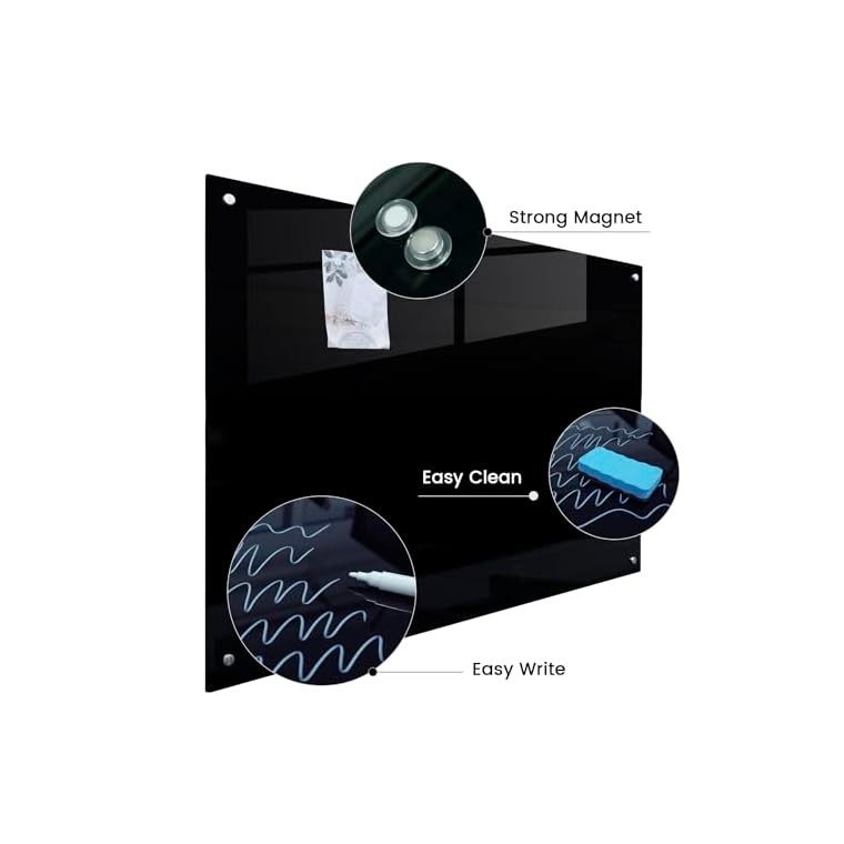 Gooderboard Glass Magnetic Black Board - 48 x36 Inches Frameless Dry Erase Blackboard for Wall, Wall Mounted Glass Board, Writing Board for Office, Meetings and Schools - Image 3