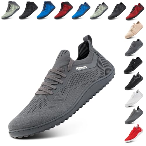 Hitmars Barefoot Shoes for Mens Womens Outdoor Lightweight Trail Running Minimalist Zero Drop Shoes Barefoot Trainers Breathable Walking Shoes Grey 9 UK