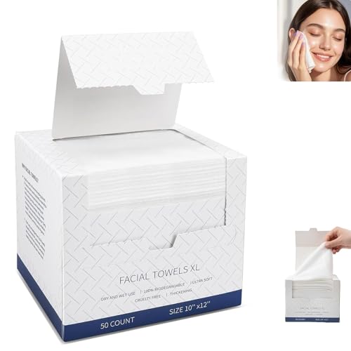 Disposable Facial Wipes XL, Pack of 50 Units, Makeup Remover and ...