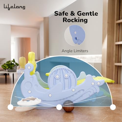Image of Lifelong 3-in-1 Slide, Rocker & Basketball for Kids (18 Months - 4 Years) | Durable & Safe Playset for Toddlers | Smooth Slider for Indoor Use | Easy Assembly & Perfect for Active Play (LLCCRS01)