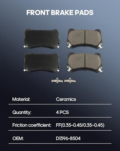 Image of Ceramic Brake Pads 8PC ECCPP Rear Front D1551 D1396 For Hyundai For Genesis | 2010 2011 2012 2013 2014;D1551-8761 D1396-8504;w /Hardware
