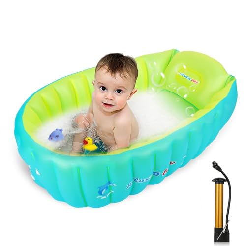 Image of | Inflatable Baby Bathtub,Newborn Bathtub Seat for Infant,Non-Slip Baby Pool for Sitting up,Foldable Toddler Tub Shower,Portable Travel Bath for Kids 0-6 Year (Multi, Animal Print)