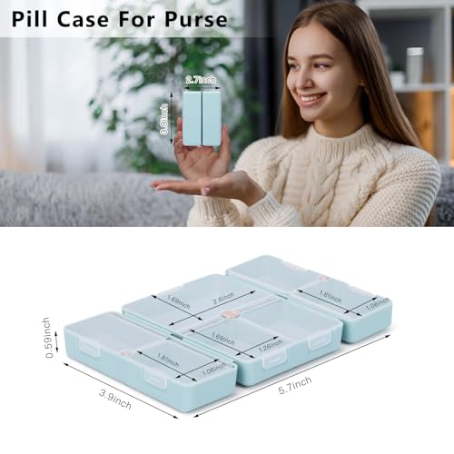 Image of FYY Travel Pill Organizer, Small Pill Box Medicine Case-2pcs Navy