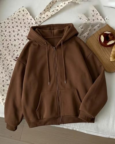Image of SHAIRA FASHION Women's Solid Zipper Hooded Sweatshirt Front Zip I Ribbed Hem, Lined Hood I Casual Winter Wear Jacket I Lightweight I Warm & Stylish Kangaroo Pocket