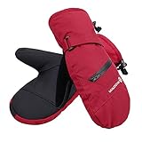 Livingston Women's C-100 Touchscreen Ski Gloves Snow Mittens, Dark Scarlet, S/M