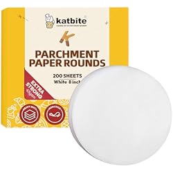 Katbite Heavy Duty Parchment Rounds 8 Inch 200 Pcs, Parchment Paper Rounds Available, Uses for Cake Baking, Air Fryer Liners