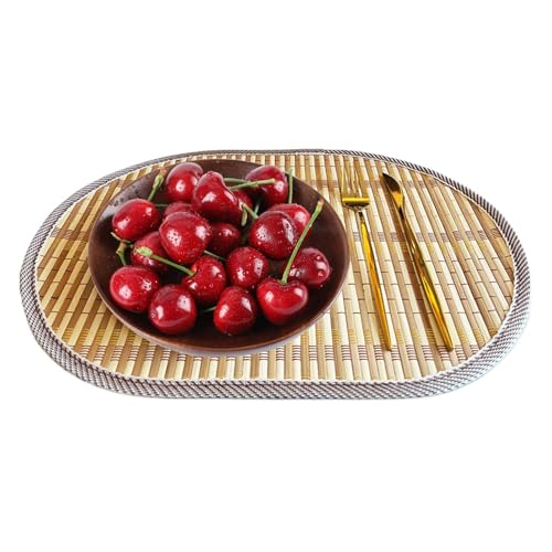 Places tissés tapis ovales, tissé tissé,Mattes de placement boho pour table à manger résistante à la chaleur - Plaques d'ovale Tableaux de table pour la...