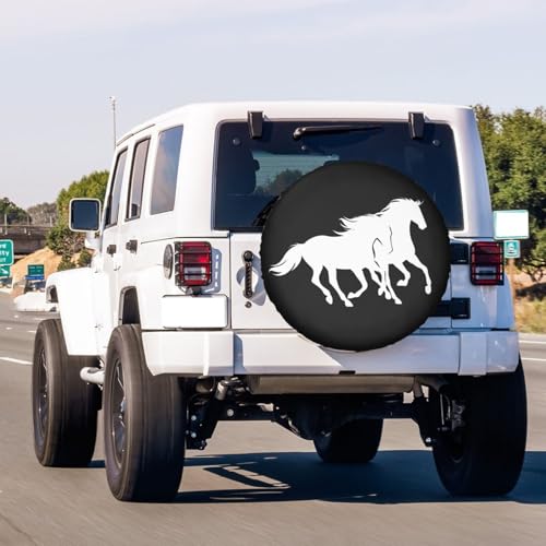 Image of Horses Spare Tire Cover Dust-Proof Wheel Tire Cover Fit Trailer, RV, SUV and Many Vehicle 14 Inch