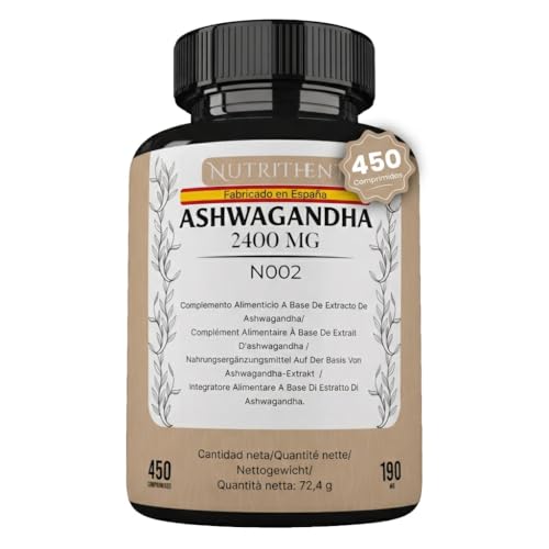 Ashwagandha 2400mg | 450 Micro Comprimidos 50:1 Alta Pureza | Suplemento Adaptógeno para Reducir Estrés, Cortisol y Mejorar el Descanso | Suministro para 15 Meses | Vegano y Sin Gluten