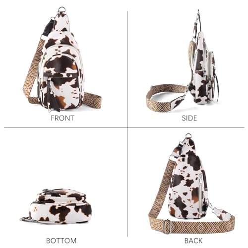 DRIITKO Sling Crossbody Bag for Women Fanny Packs Leather Sling Chest Bag With Guitar Strap2