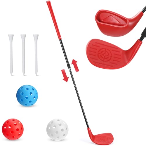 Realspring Backyard Golf Club Set Adjustable Golf Club for Backyard Game Plastic Golf Chipping Clubs Hit Plastic Golf Balls Outdoor Indoor Training Practice Gift for Adults(Left Hand)