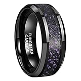 TUTISS 8mm Purple Carbon Fiber Celtic Dragon Inlay Black Tungsten Rings for Men Women Wedding Bands