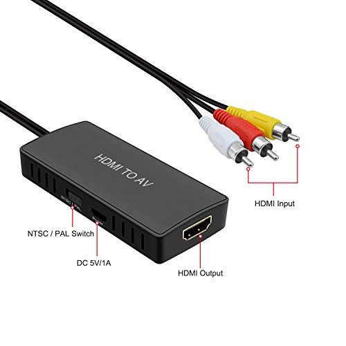 Hdmi To Av Converter Hdmi To Rca Composite Converter Adapter Compatible With Roku Stick Support Pal/Ntsc, Support1080P (Hdmi To Av Adapter) #TOP5