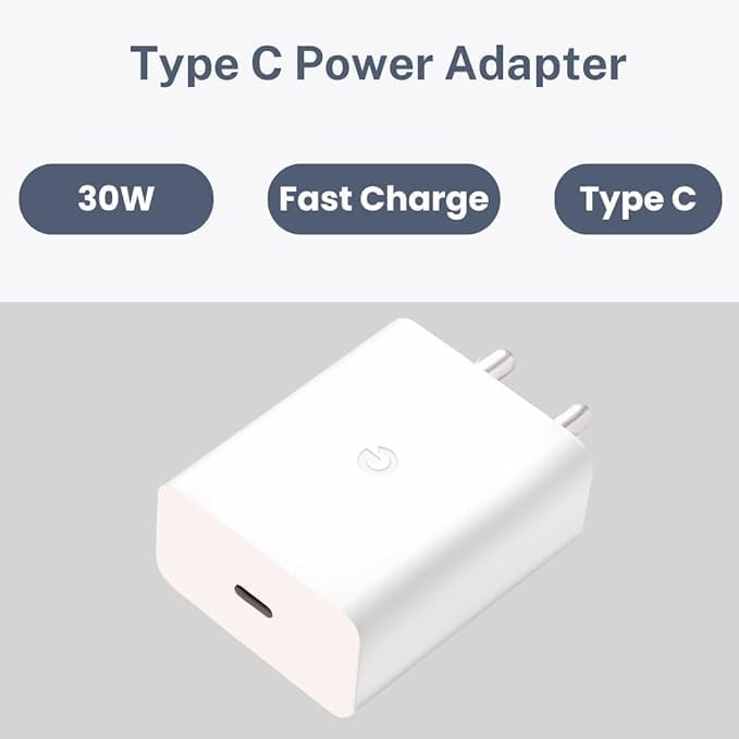 Image of 30W Original Type C Fast Charging Power Adapter for G00GLE 9 Pro XL /9 Pro /8 Pro /8 /8a,7 Pro /7 /7A, Pixel 6 Pro /6, Tablet /Chrome Books & Other USB C Devices (DEC32)