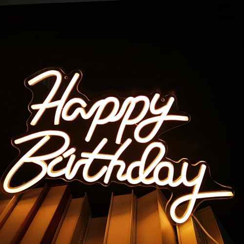 Image of Happy Birthday Neon Sign For Wall Decor LED Neon Light Sign For Birthday Party Decoration Art Wall Lights First Happy Birthday Sign Backdrop Light Up Sign Kids Gift Rainbow Color Led Neon Sign For All Age Birthday Partys Gift(happy birthday)