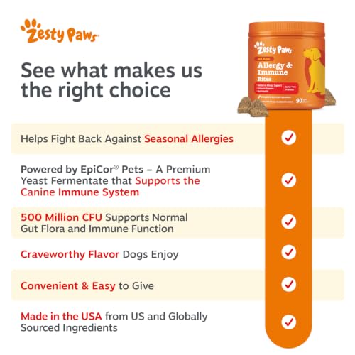 Image of Zesty Paws Dog Allergy Chews - Dog Allergy Relief, Peanut Butter, 90 Ct
