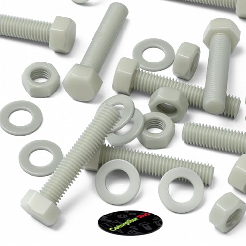 Image of 10 x Glass Filled Reinforced Nylon Hex Head M10 x 50 mm, Plastic Nuts, Bolts & Washers (25 /64 x 1 31 /32 in)