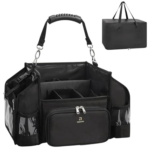 Trousse portatile per make up artist con scomparti, rivestimento in PVC, facile da pulire, 46 cm, Nero , Professionale