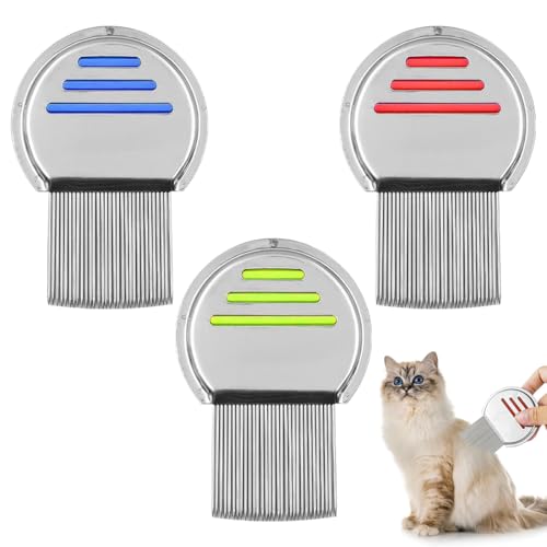 3 Piezas Liendrera Profesional para Piojos y Liendres - Lendrera Antipiojos Infantil - Peine para Eliminar Liendres y Piojos, Lendrera Piojitos Fuera (Rojo/Verde/Azul)