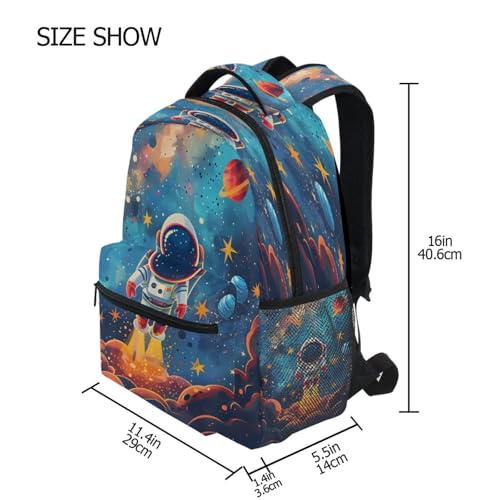 Astronaut Space Star Solar System Backpack for School Boys Girls Adults Kids Bookbag Laptop Bag 18L4