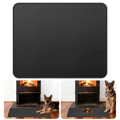 Ankway 100 * 80cm Funkenschutzplatte Kaminofen Unterlage, rutschfest Laminmatte feuerfest, Feuerfeste Matte für Kamin Bodenplatte, Zum Schutz des Bodens Vor Funken, Kleine abgerundete Ecken