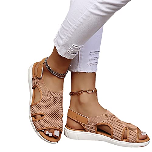 Sandals Summer Women's Sandals Large Breathable Flat Bottom Casual Shoes Sandal(35)