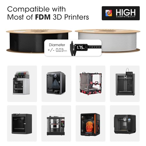 Image of eSUN PLA+ Filament 1.75mm, 3D Printer Filament PLA Plus, Dimensional Accuracy + /- 0.03mm, 1KG per Spool, 2 Spools 3D Printing Filament, Grey