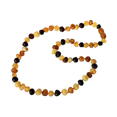 Baltic Amber Necklace - Adult Raw Amber Bead Necklace - Multi Color Unpolished Amber Beads - Multiple Lengths (17.7)