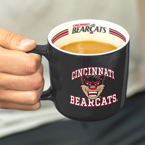 Image of Logo Brands NCAA Cincinnati Bearcats 15oz Stripe Mug - Team Logo, Inside Print, Standard Handle, Microwave & Dishwasher Safe
