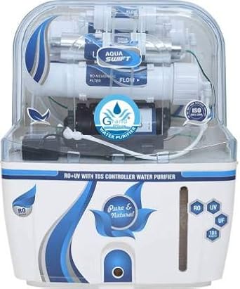 GRAND PLUS Mineral Ro BLUE SWIFT RO+ UV+TDS Controller 14 Stage Purification Water Purifier 12 litres Storage with Pre-Filter,Sediment Filter, & Carbon Filter