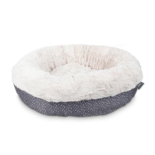 Fringe Studio Beans Charcoal Small Circle Pet Bed 18"- Poly Filled with Faux Fur Interior - Machine Washable