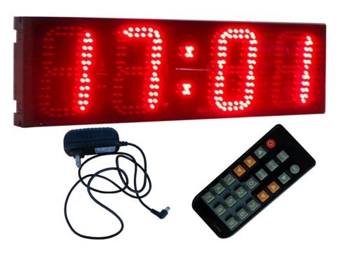 Bestled 6" 4 Digits Semi-Outdoor Led Digital Clock Wall Mounted Countdown/Up Clock 12/24 Hour Format Display #TOP4