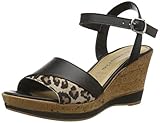 Dornschließe Tamaris Damen 1-1-28382-32 Plateausandalen, Schwarz (Black/Leopard 090), 39 EU