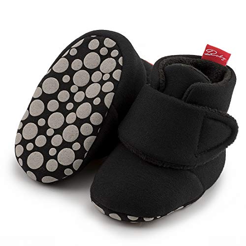 Image of ohsofy Newborn Baby Cotton Booties Stay On Slipper Winter Warm Soft Shoes Non-Skid Infant Ankle Boots Crib Shoes