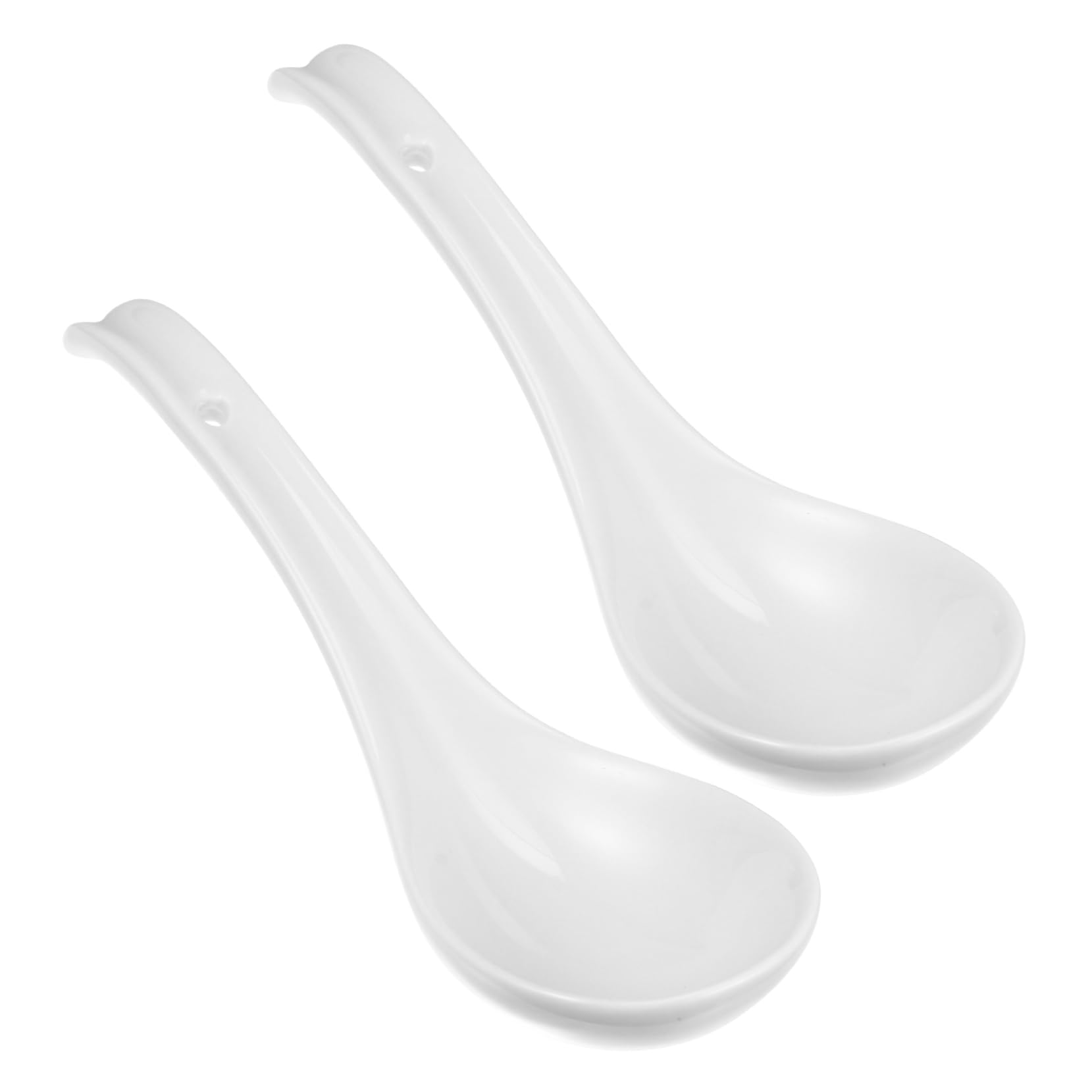 NAMOARLY 2pcs Ceramic Spoon Dessert Spoon Home Spoon Ice-cream Spoons Restaurant Spoon Soup Spoons Porcelain Spoon Japanese Ramen Spoons Kitchen Spoon for Home Noodles Spoons Ceramics White