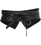 Sportmusies Leather Belt for Women, Obi Style Soft Bowknot Waist Belts for Dresses Jeans Pants