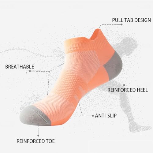 5 Pack Ankle Socks for Men Athletic Hiking Running Sports Compression Socks with Anti-Slip Comfort Cushioned4