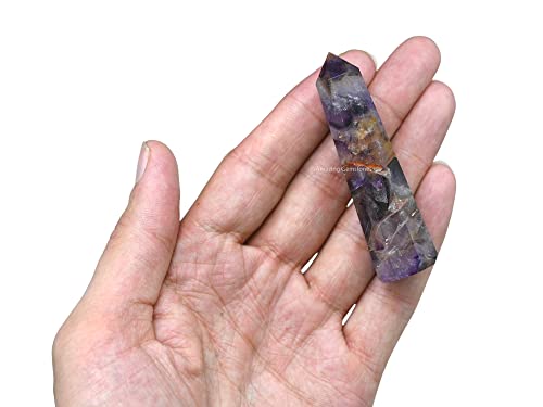 Image of Amazing Gemstone Amethyst Chevron Crystal Towers ~ Natural Healing Crystal Point Obelisk for Reiki Healing and Crystal Grid (3 inch to 4 inch INCH)