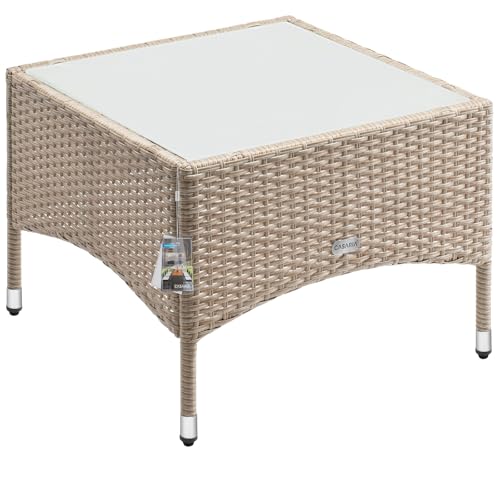 Casaria® Polyrattan Beistelltisch 58x 58x 42 cm Höhenverstellbare...
